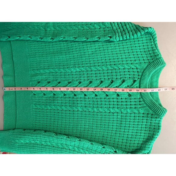 On 34th Women Green Long Sleeve Cable Knit Sweater Size XL - Picture 3 of 6